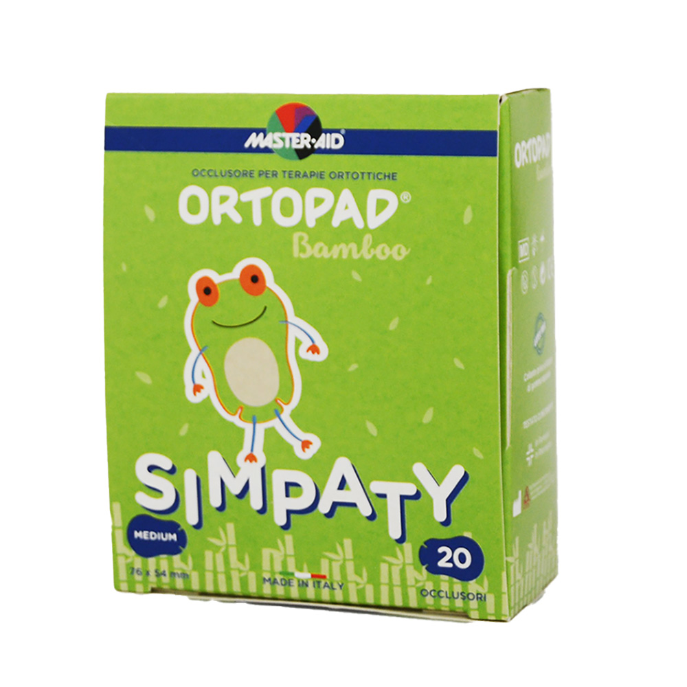 MASTER AID - ORTOPAD Bamboo Simpaty Παιδικά Οφθαλμικά Αυτοκόλλητα για στραβισμό Medium (με σχέδια-από 4 ετών) - 20τεμ.